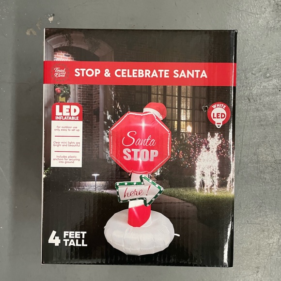 Brand New In Box Santa Stop Sign Inflatable- 4 Feet - Picture 1 of 3
